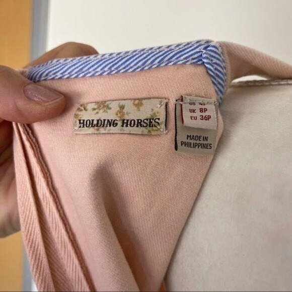 Anthropologie Holding Horses Regatta Wrap Dress Size 4P Pink Halter Style Cotton - Picture 8 of 12